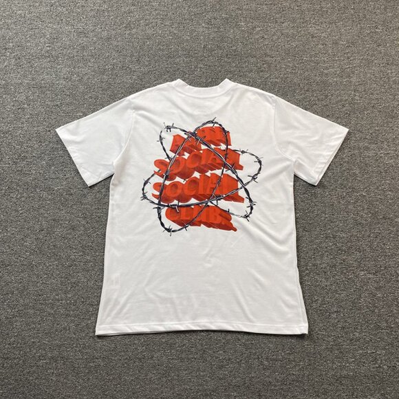 Anti Social Social Club White T Shirt With Barbed Wire 3d Lettering Print